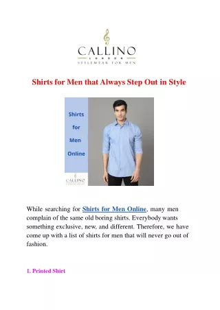 Shirts for Men that Always Step Out in Style