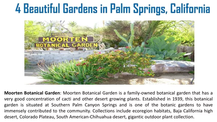 4 beautiful gardens in palm springs california