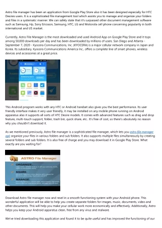 astro file manager has been an application from