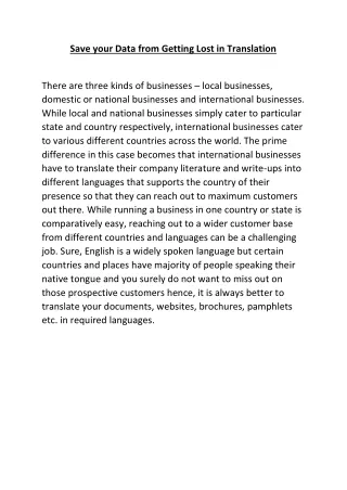 save your data from getting lost in translation