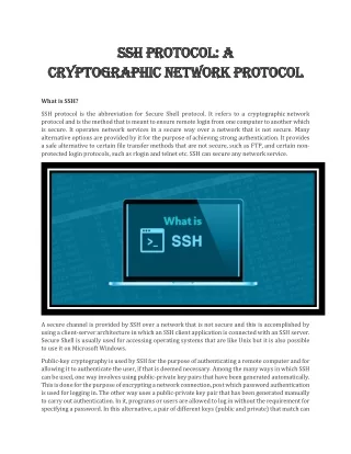 ssh protocol a ssh protocol a network protocol