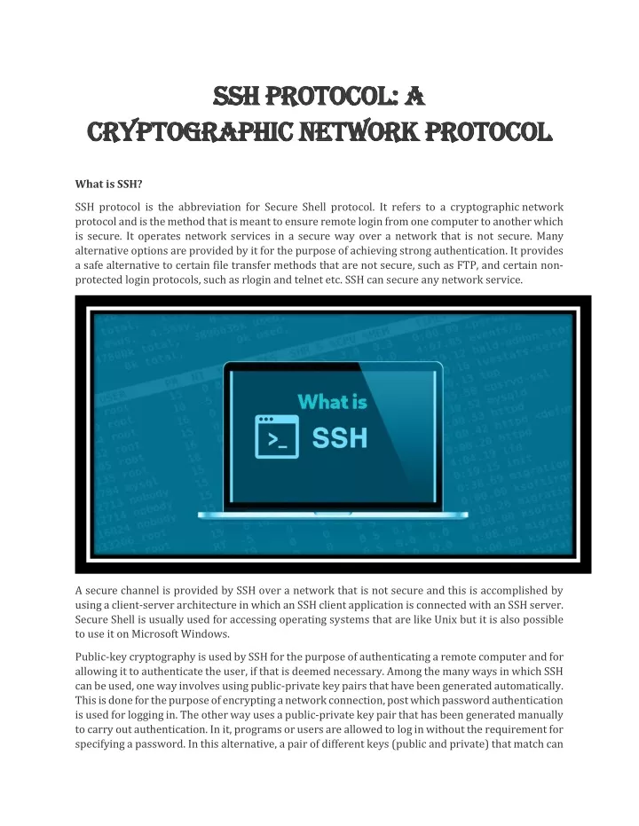 ssh protocol a ssh protocol a network protocol