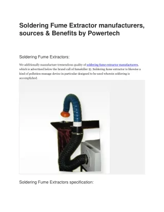 Soldering Fume Extractor manufacturers, sources & Benefits by Powertech