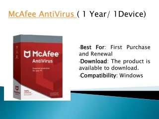 McAfee AntiVirus ( 1 Year/ 1 Device)