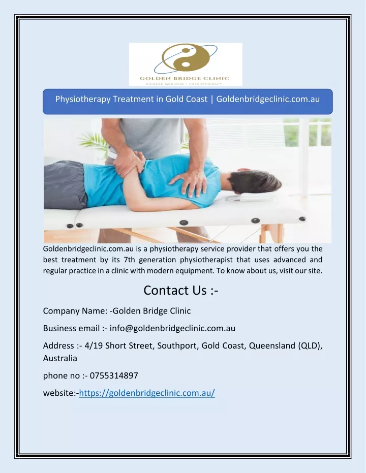 physiotherapy treatment in gold coast