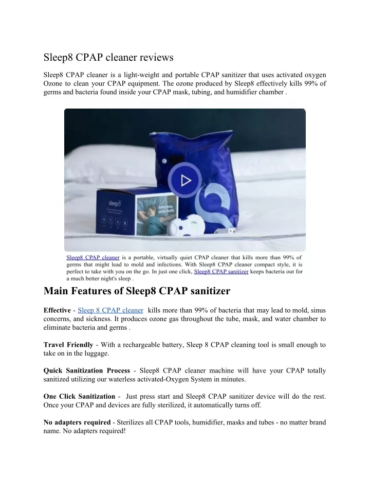 sleep8 cpap cleaner reviews