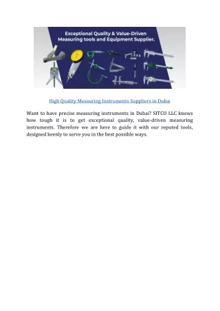 high quality measuring instruments suppliers