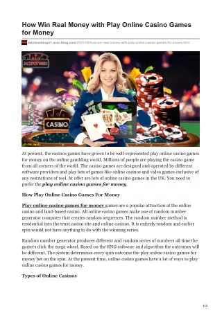 how win real money with play online casino games