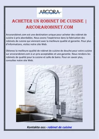 acheter un robinet de cuisine arcorarobinet com