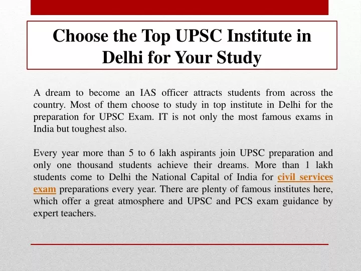 choose the top upsc institute in delhi for your study