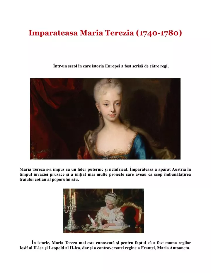 imparateasa maria terezia 1740 1780