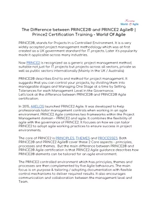 The Difference Between PRINCE2® and PRINCE2 Agile® | World Of Agile