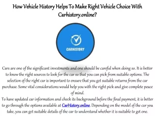 how vehicle history helps to make right vehicle