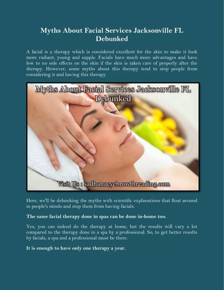 myths about facial services jacksonville