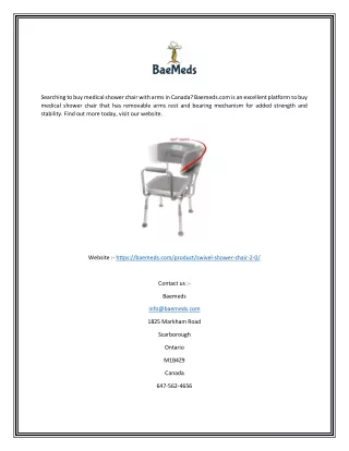 Medical Shower Chair Online Canada | Baemeds.com
