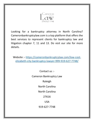 Bankruptcy Lawyer In North Carolina | Cameronbankruptcylaw.com