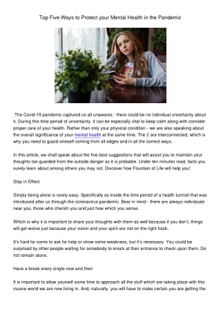 top five ways to protect your mental health