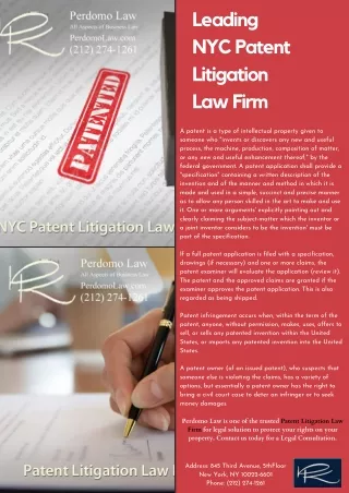 Leading NYC Patent Litigation Law Firm