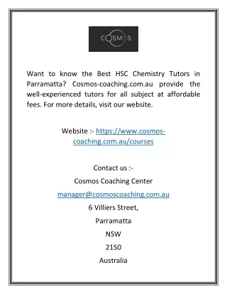 want to know the best hsc chemistry tutors