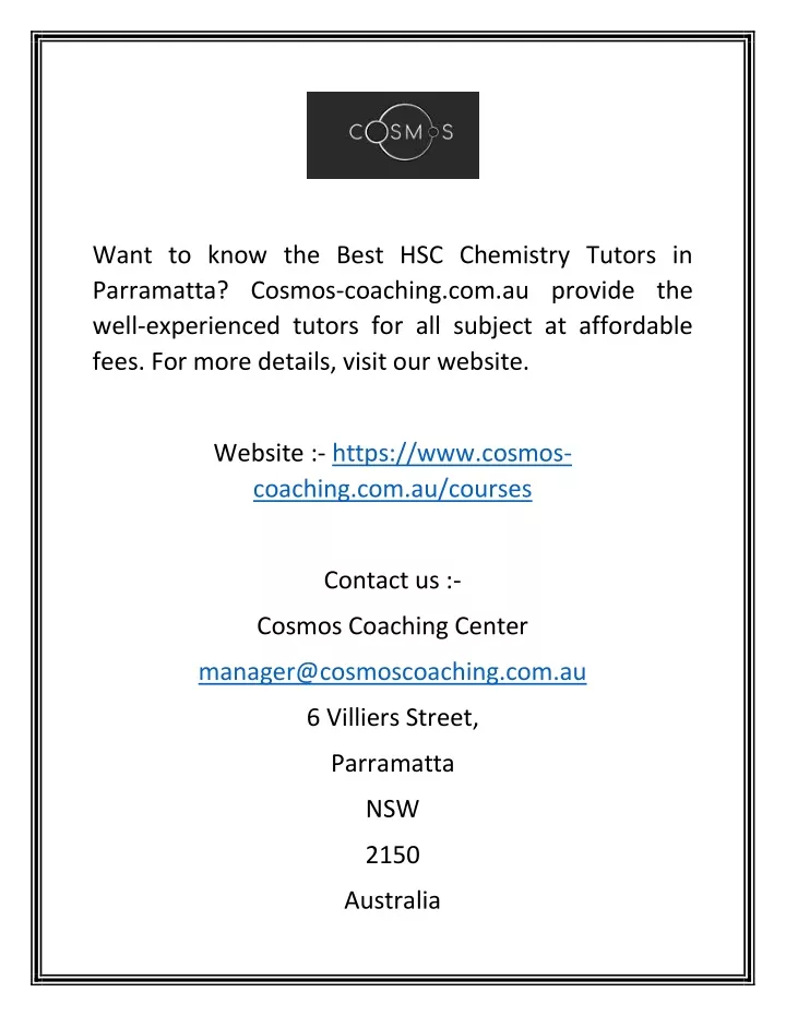 want to know the best hsc chemistry tutors