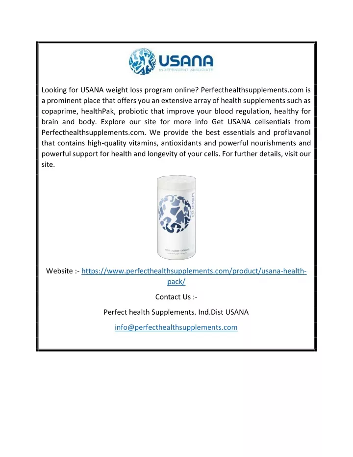 looking for usana weight loss program online