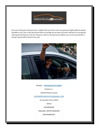 Driving School in Oxford | Oxforddriving2success.co.uk