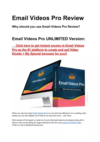 Email Videos Pro Review- Full Video Intro and OTOs Details