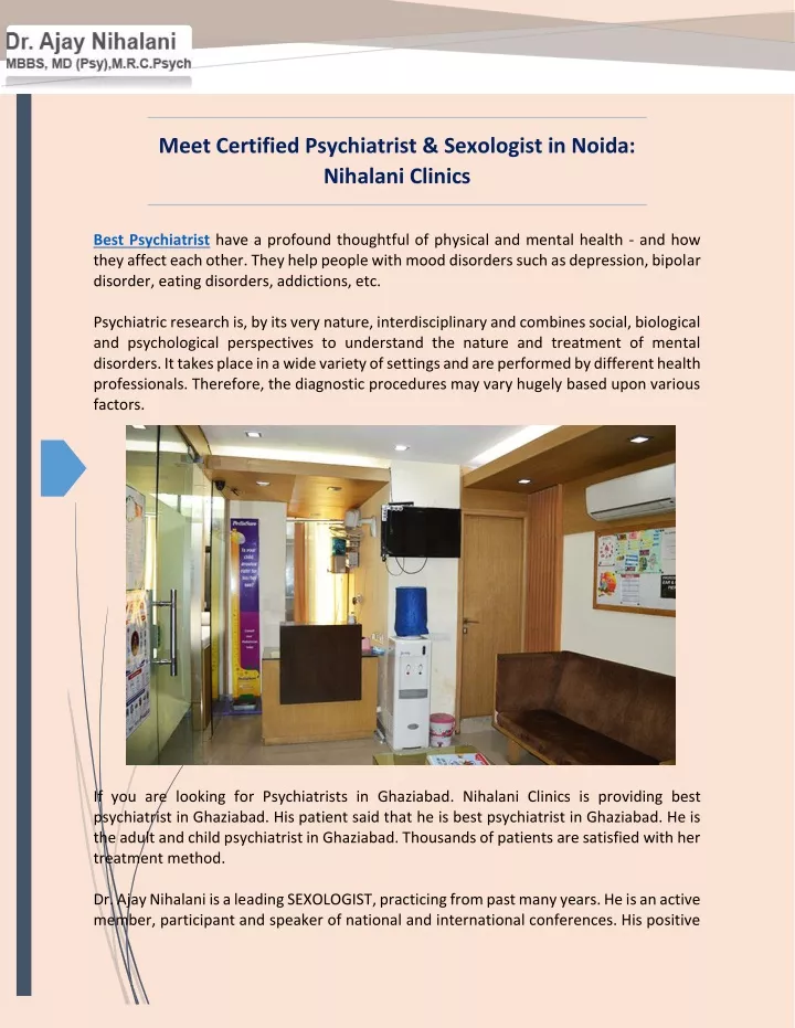 meet certified psychiatrist sexologist in noida