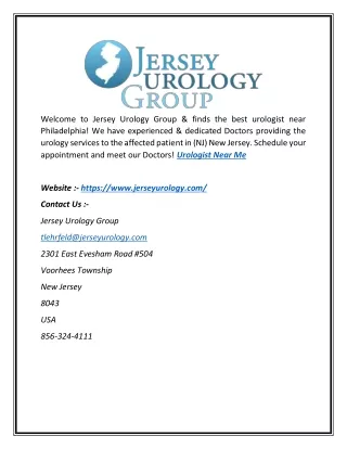 Best Urologist Near me at Jerseyurology.com