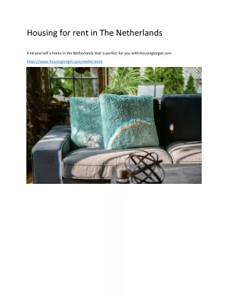 housing for rent in the netherlands