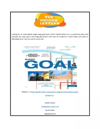 Intermediate Stage Mega Goal Book Online | Golden-letters.ne