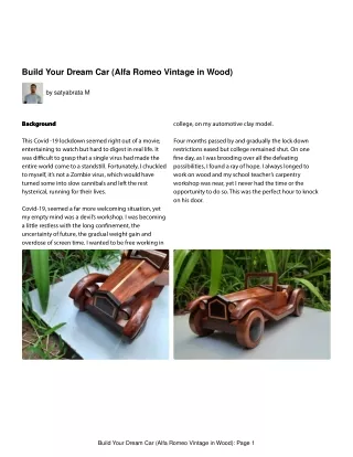 Build Your Dream Car (Alfa Romeo Vintage in Wood)