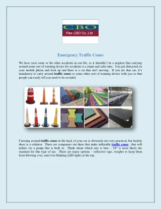 Emergency Traffic Cones
