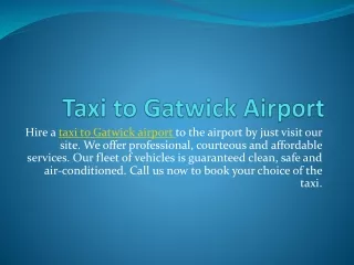 Taxi To Gatwick Airport