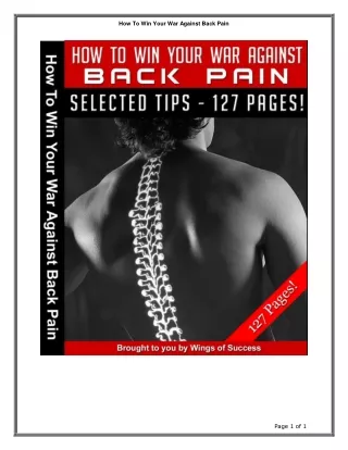 how to win your war against back pain