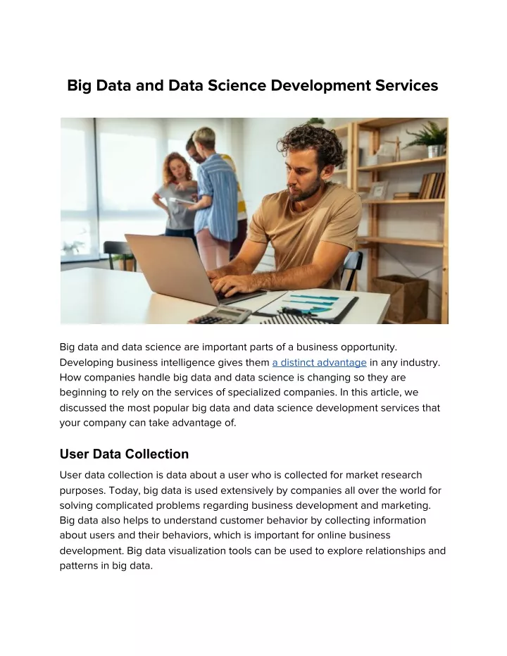 big data and data science development services