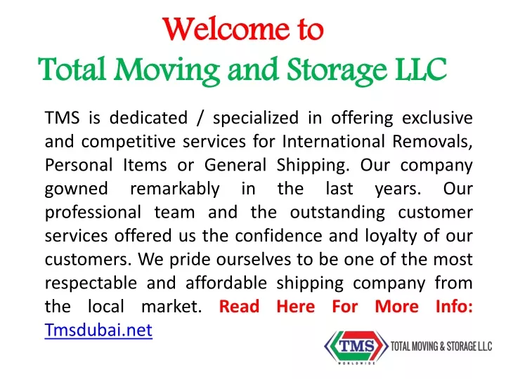 welcome to total moving and storage llc