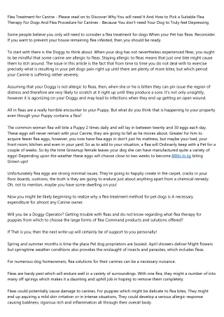flea treatment for canine please read