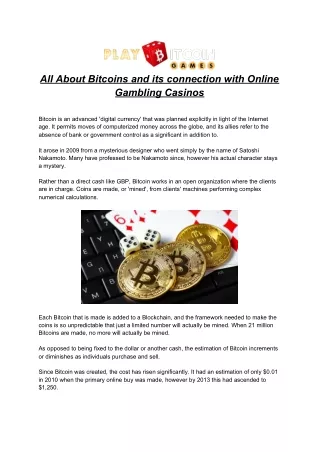 all about bitcoins and its connection with online