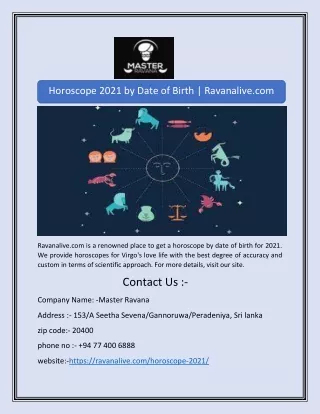 Horoscope 2021 by Date of Birth | Ravanalive.com