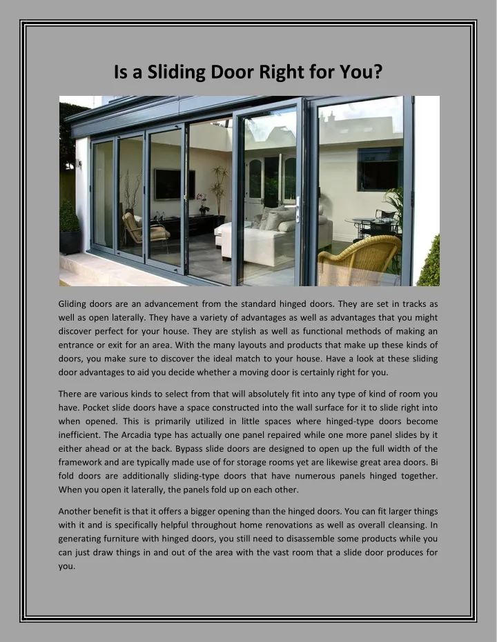 is a sliding door right for you