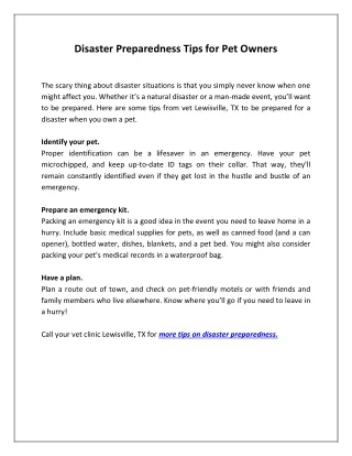 disaster preparedness tips for pet owners
