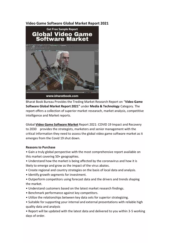 video game software global market report 2021