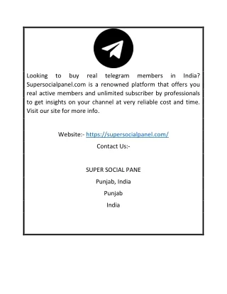 Buy Real Telegram Channel Members | Supersocialpanel.com