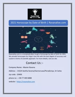 2021 Horoscope by Date of Birth | Ravanalive.com