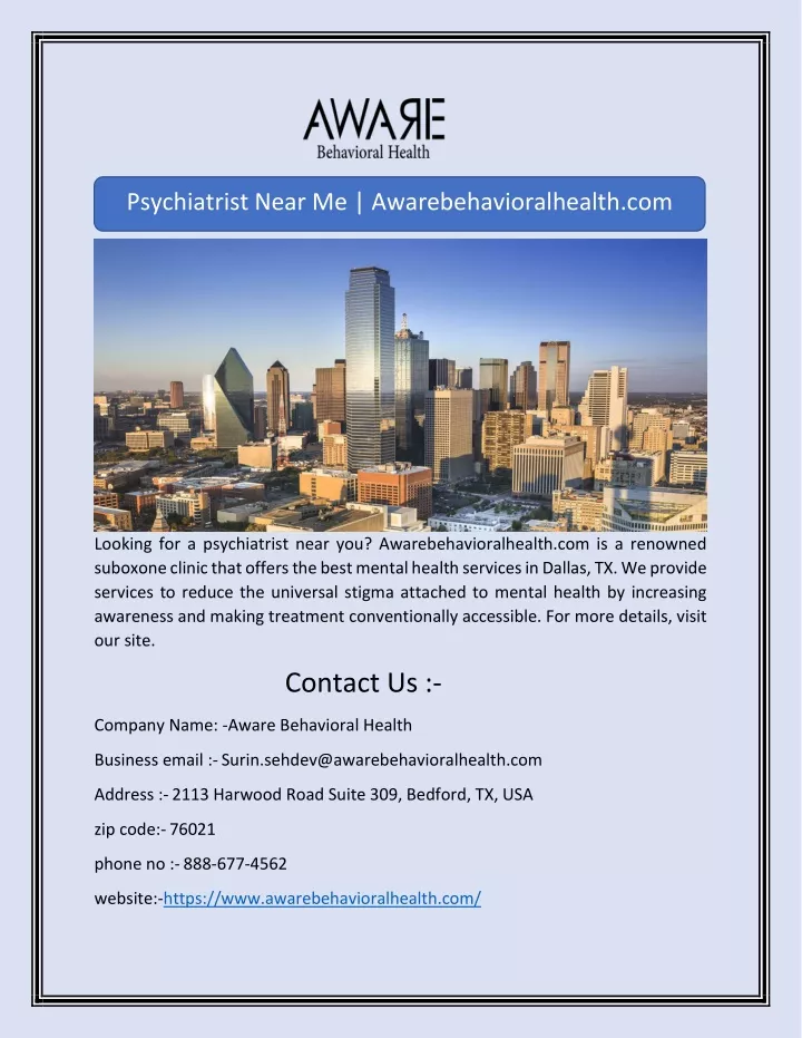 psychiatrist near me awarebehavioralhealth com