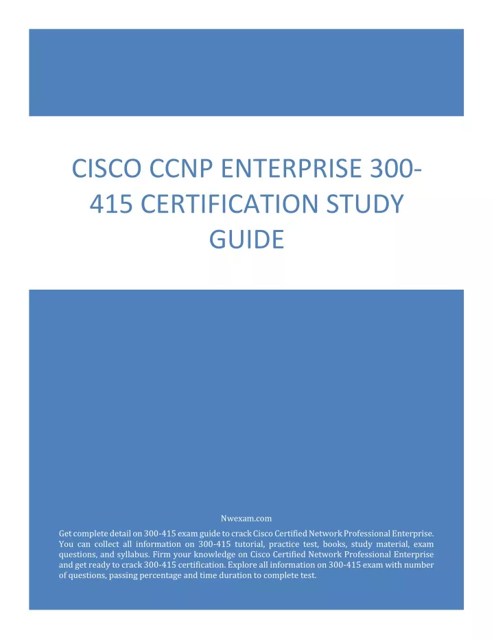 cisco ccnp enterprise 300 415 certification study