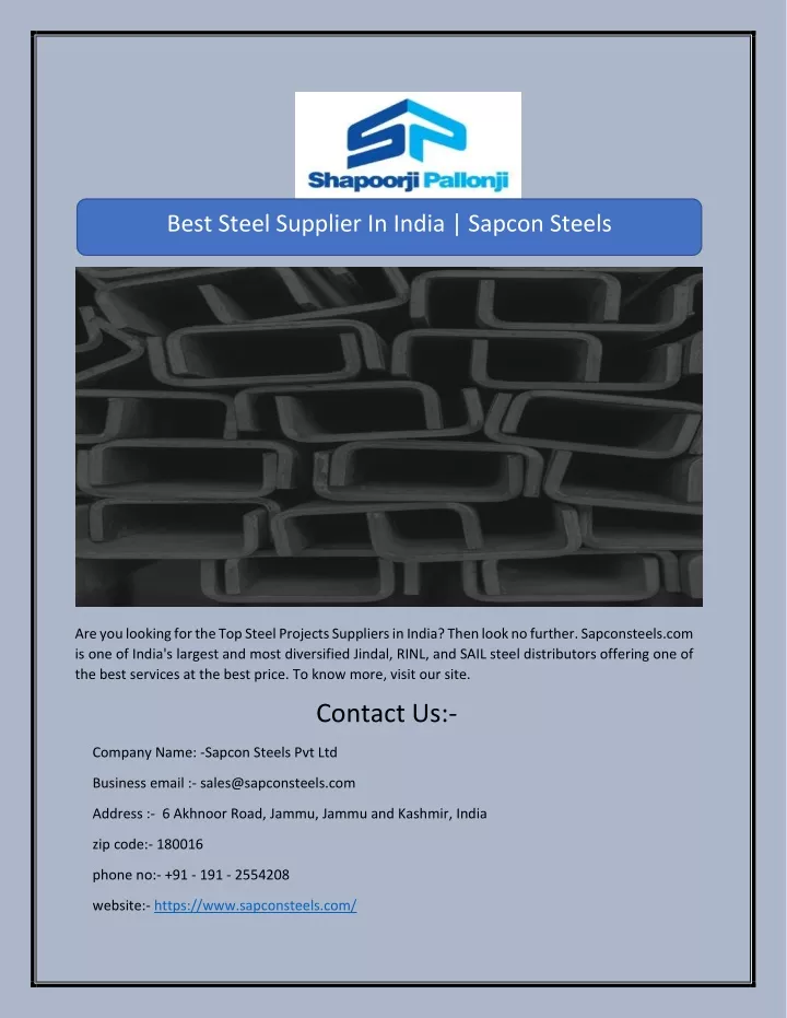 best steel supplier in india sapcon steels