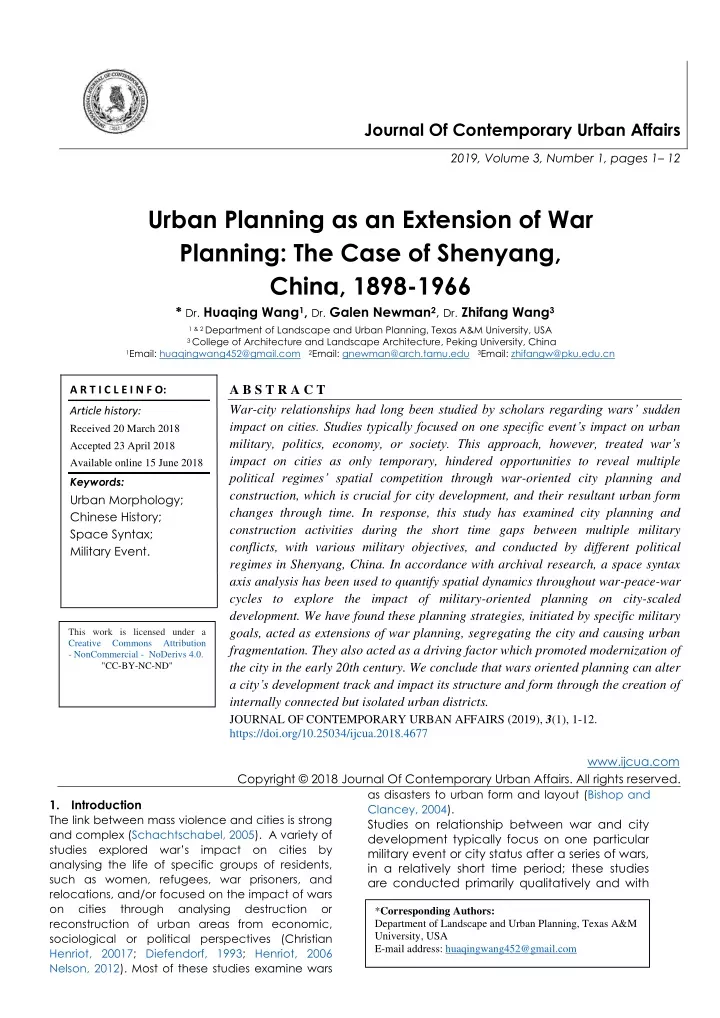 journal of contemporary urban affairs