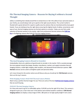 Flir Thermal Imaging Camera – Reasons for Buying It without a Second Thought
